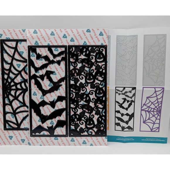 NEW Diamond Press HALLOWEEN Slimline Dies | Bats, Spider Web & Pumpkins - Picture 1 of 2
